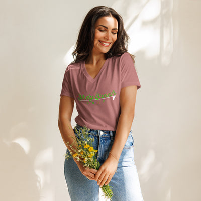 Birds and Flag stick relaxed v-neck t-shirt
